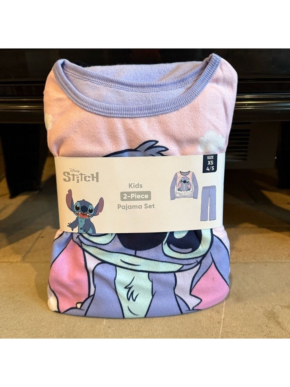 NWT Disney Stitch Pink and Purple Pajama Set size XS 4/5